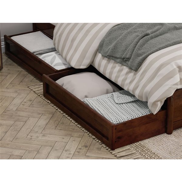 AFI Barcelona King Panel Platform Bed with Storage Drawers - Walnut