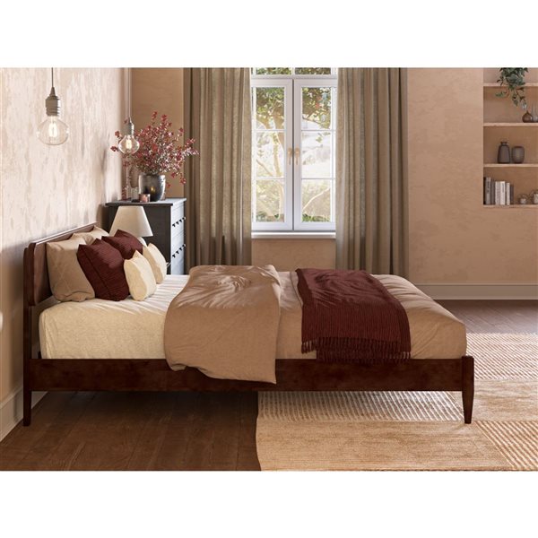 AFI Florence King Solid Wood Low Profile Platform Bed - Walnut