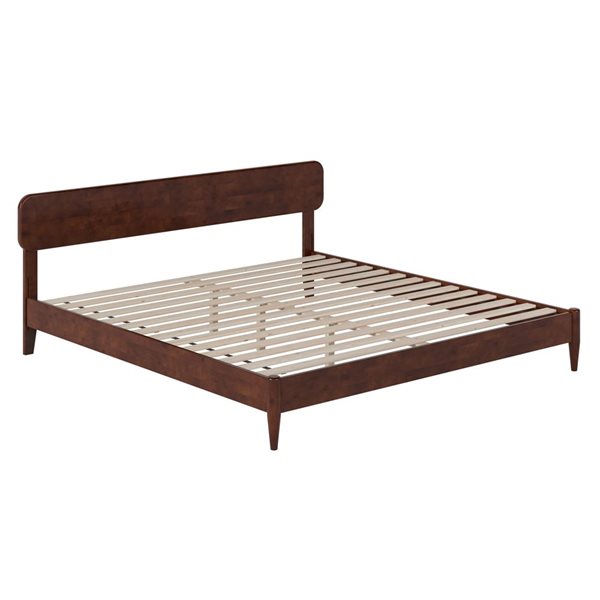 AFI Florence King Solid Wood Low Profile Platform Bed - Walnut