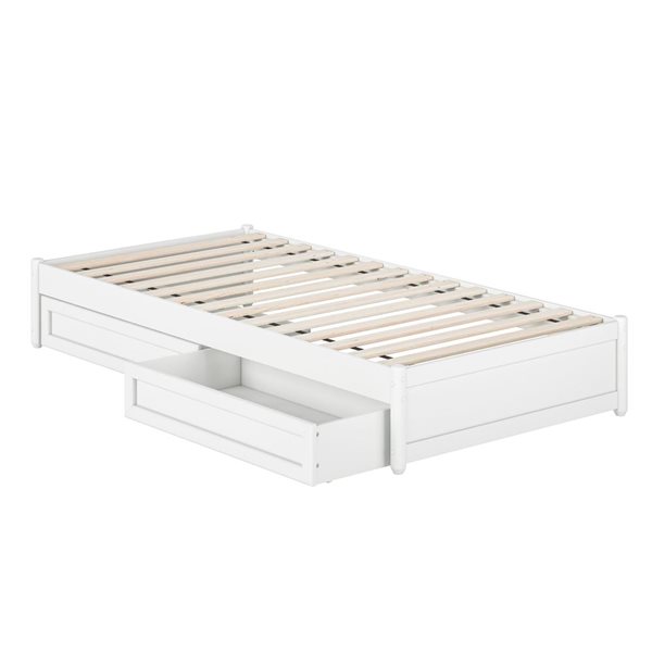 AFI Barcelona Twin XL Panel Platform Bed with Storage Drawers - White ...