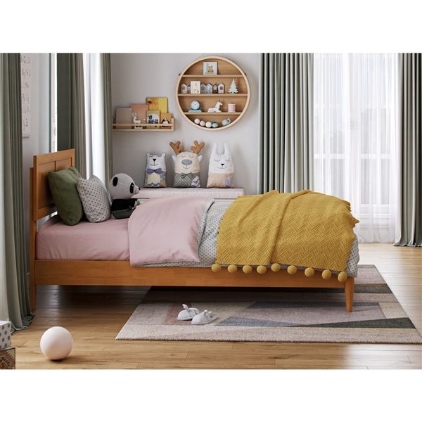AFI Sophia Twin Solid Wood Low Profile Platform Bed - Light Toffee