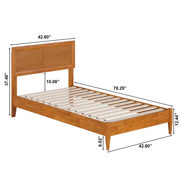 AFI Sophia Twin Solid Wood Low Profile Platform Bed - Light Toffee