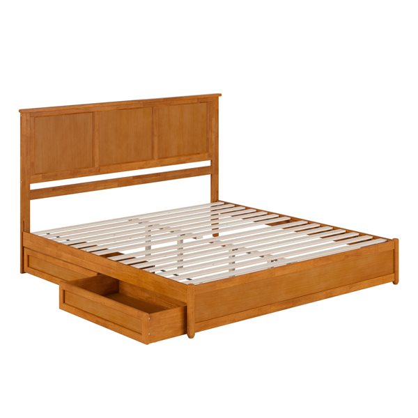 AFI Felicity King Platform Bed with Panel Footboard and Storage Drawers - Light Toffee