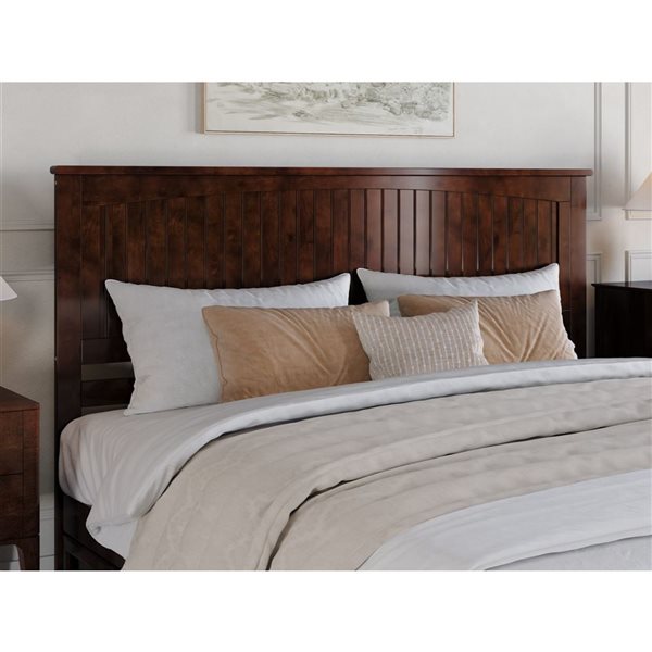 AFI Malta King Platform Bed with Panel Footboard and Storage Drawers - Walnut