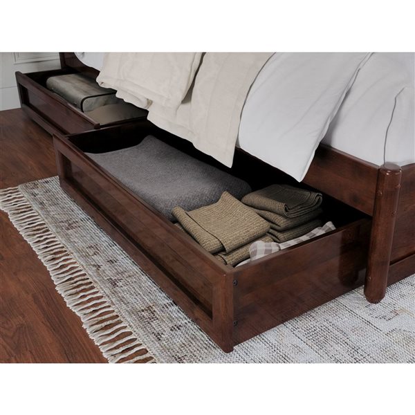 AFI Malta King Platform Bed with Panel Footboard and Storage Drawers - Walnut