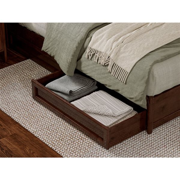 AFI Emelie King Platform Bed with Panel Footboard and Storage Drawers - Walnut