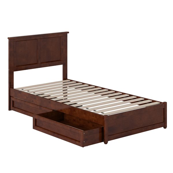 AFI Felicity Twin XL Platform Bed with Panel Footboard and Storage Drawers - Walnut