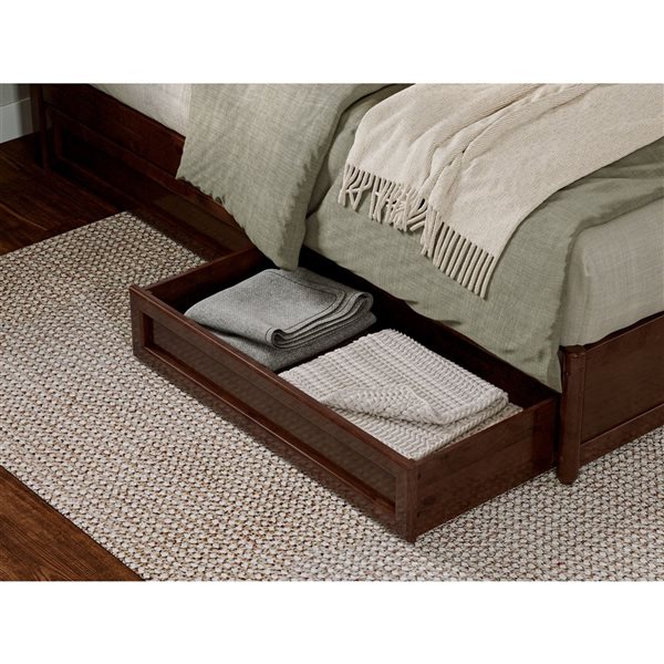 AFI Andorra Queen Platform Bed with Panel Footboard and Storage Drawers - Walnut