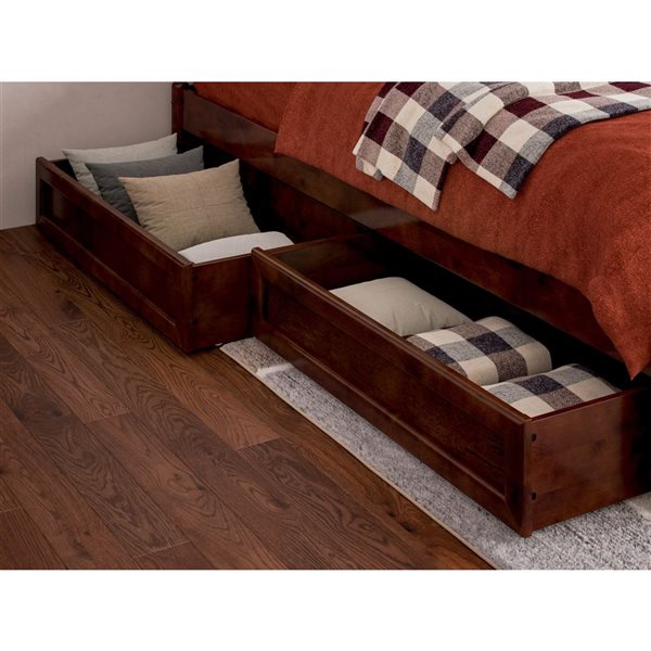 AFI Barcelona Full Panel Platform Bed with Storage Drawers - Walnut