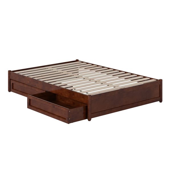 AFI Barcelona Full Panel Platform Bed with Storage Drawers - Walnut