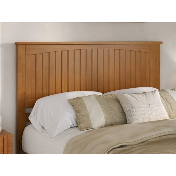 AFI Malta Queen Platform Bed with Panel Footboard and Twin XL Trundle in Light Toffee