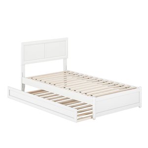 AFI Lylah Twin Platform Bed with Panel Footboard and Twin Trundle in White
