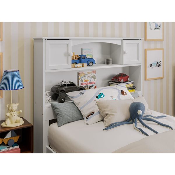 AFI Hadley Twin Platform Bed with Panel Footboard and Twin Trundle in White