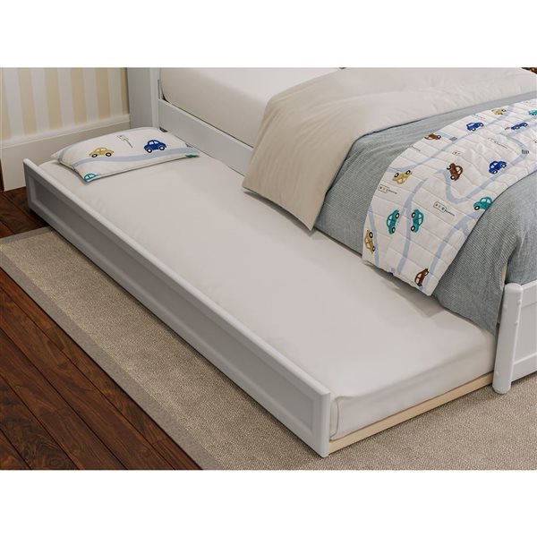 AFI Hadley Twin Platform Bed with Panel Footboard and Twin Trundle in White