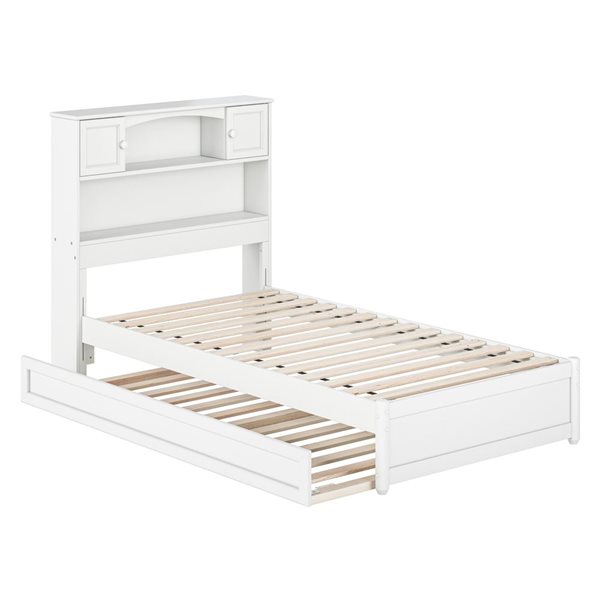 AFI Hadley Twin Platform Bed with Panel Footboard and Twin Trundle in White