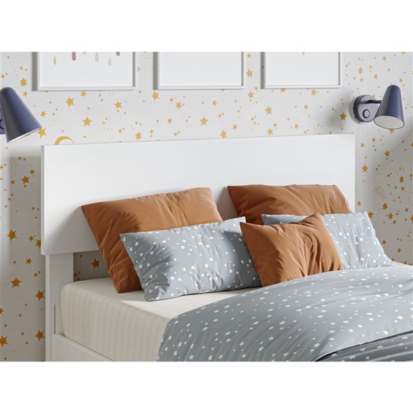 AFI Wesley Twin Platform Bed with Panel Footboard and Twin Trundle in White