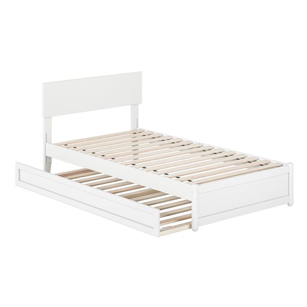 AFI Wesley Twin Platform Bed with Panel Footboard and Twin Trundle in White