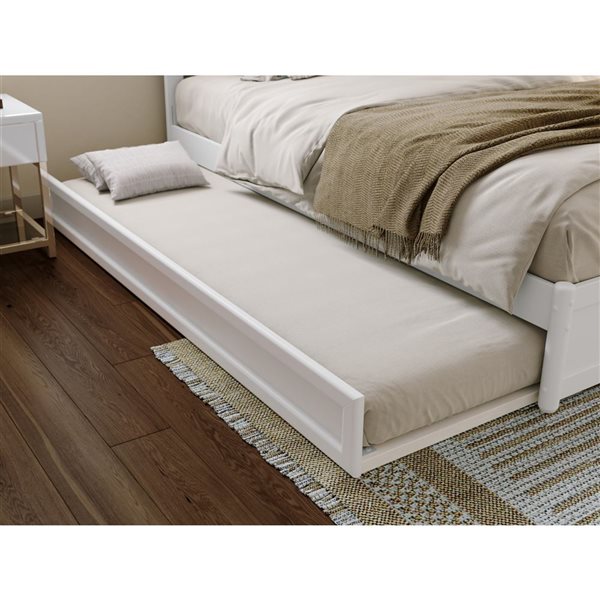 AFI Lylah King Platform Bed with Panel Footboard and Twin XL Trundle in White