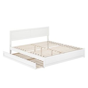 AFI Lylah King Platform Bed with Panel Footboard and Twin XL Trundle in White