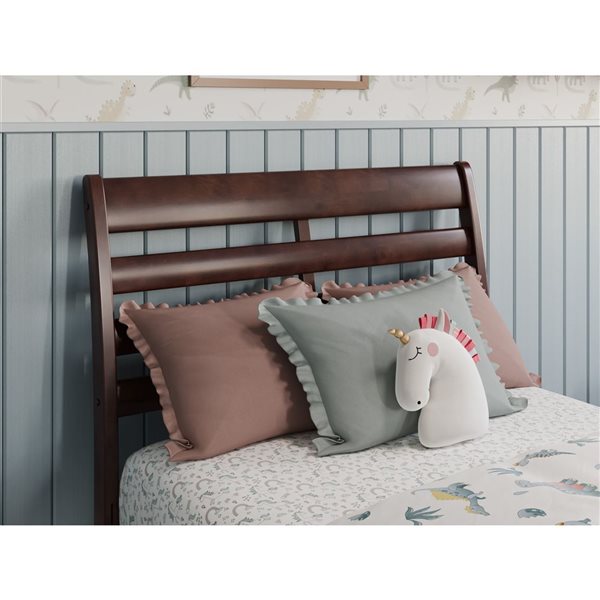 AFI Emelie Twin Platform Bed with Panel Footboard and Twin Trundle in Walnut