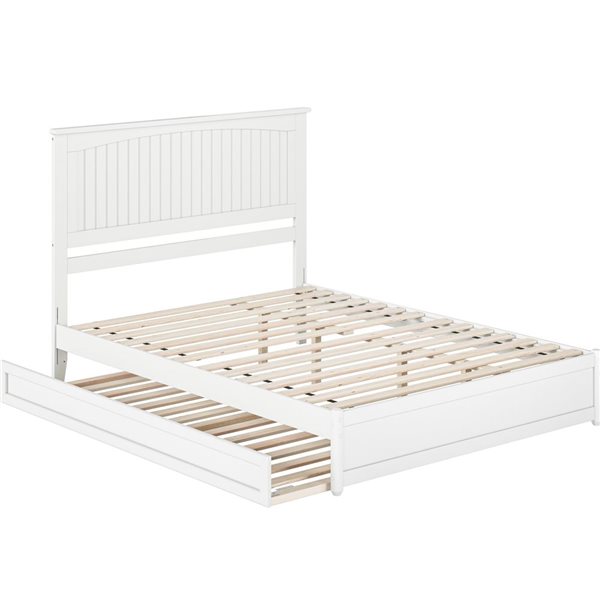 AFI Malta Queen Platform Bed with Panel Footboard and Twin XL Trundle in White