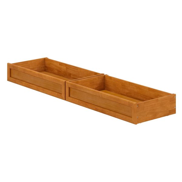 AFI Queen-King-Twin XL Mid-Century Modern Under Bed Storage Drawers in Light Toffee