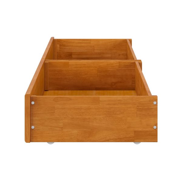 AFI Queen-King-Twin XL Mid-Century Modern Under Bed Storage Drawers in Light Toffee