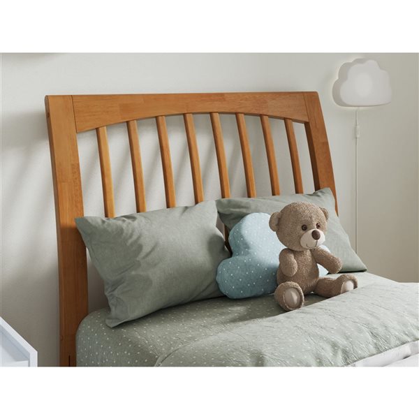 AFI Roslyn Twin Platform Bed with Panel Footboard and Twin Trundle in Light Toffee