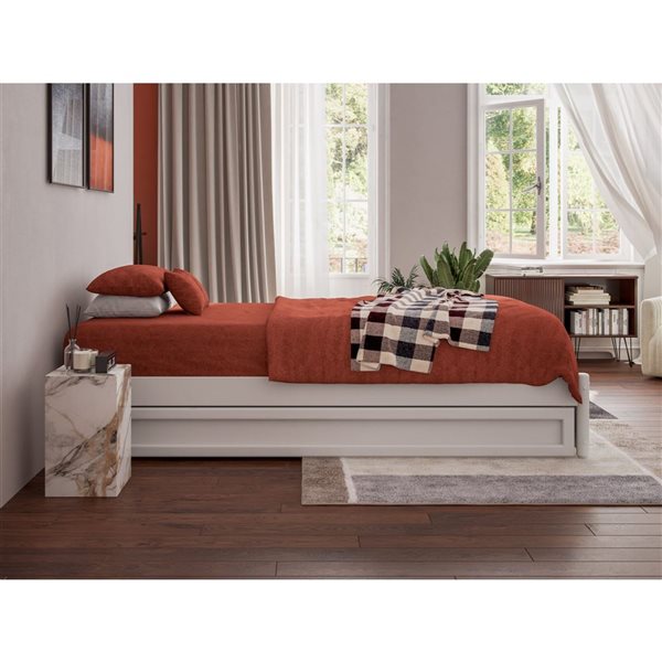 AFI Barcelona Twin XL Panel Platform Bed with Twin XL Trundle in White