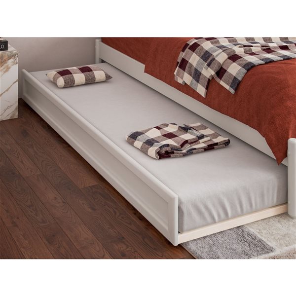 AFI Barcelona Twin XL Panel Platform Bed with Twin XL Trundle in White