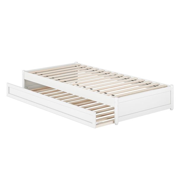 AFI Barcelona Twin XL Panel Platform Bed with Twin XL Trundle in White
