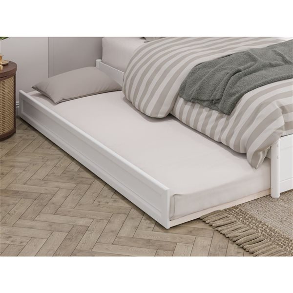AFI Barcelona King Panel Platform Bed with Twin XL Trundle in White