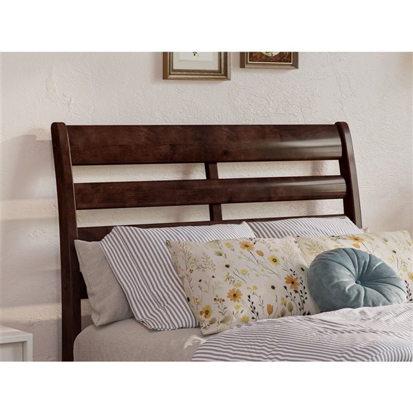 AFI Emelie Twin XL Platform Bed with Panel Footboard and Twin XL Trundle in Walnut