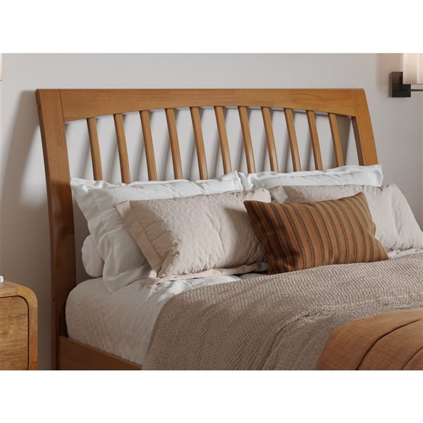 AFI Roslyn Full Platform Bed with Panel Footboard and Twin Trundle in Light Toffee