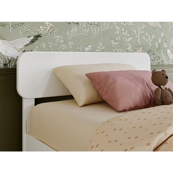 AFI Capri Twin Platform Bed with Panel Footboard and Twin Trundle in White