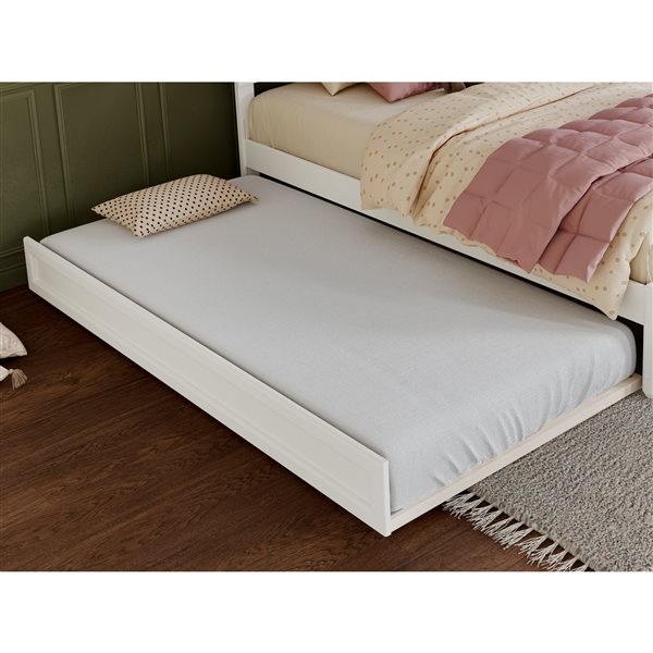 AFI Capri Twin Platform Bed with Panel Footboard and Twin Trundle in White