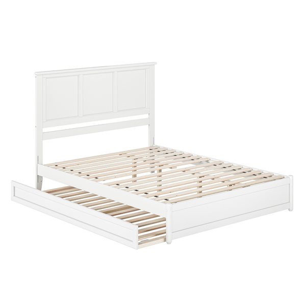 AFI Felicity Queen Platform Bed with Panel Footboard and Twin XL Trundle in White