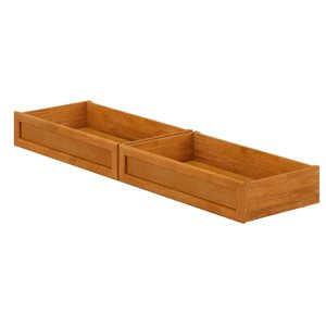 AFI Twin-Full Mid-Century Modern Under Bed Storage Drawers in Light Toffee