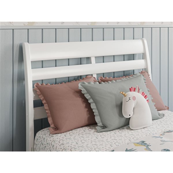 AFI Emelie Twin Platform Bed with Panel Footboard and Twin Trundle in White