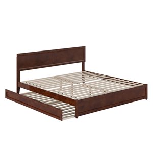 AFI Lylah King Platform Bed with Panel Footboard and Twin XL Trundle in Walnut