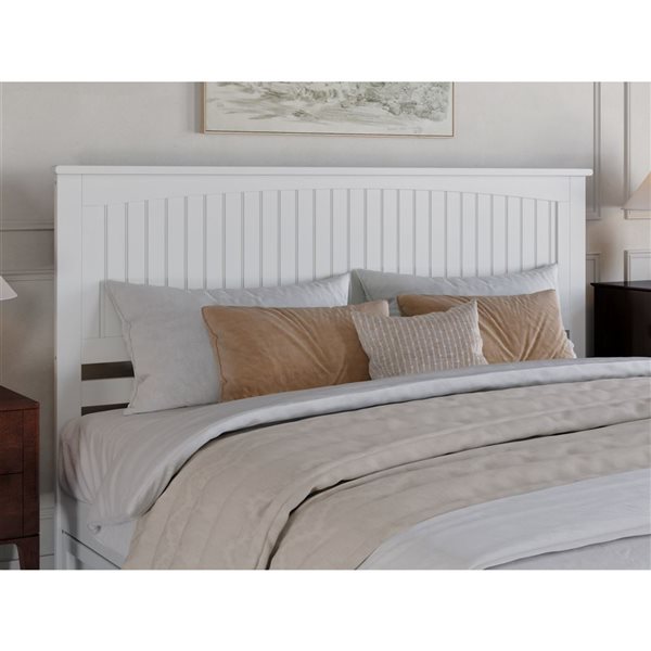 AFI Malta King Platform Bed with Panel Footboard and Twin XL Trundle in White