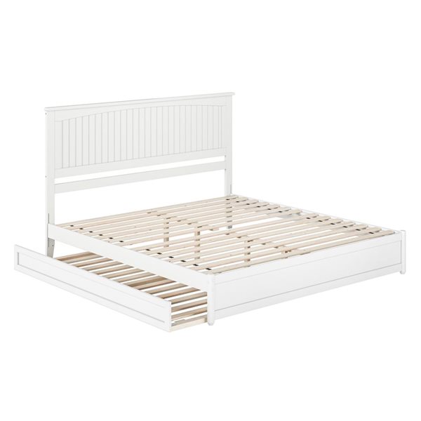 AFI Malta King Platform Bed with Panel Footboard and Twin XL Trundle in White