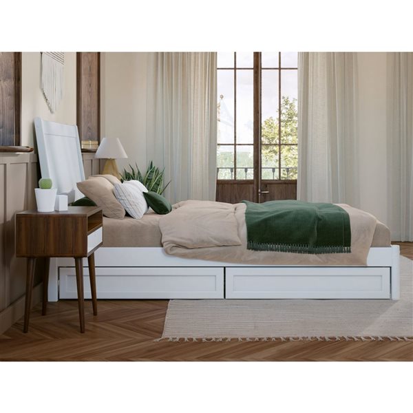 AFI Casanova Twin XL Platform Bed with Panel Footboard and Storage Drawers in White
