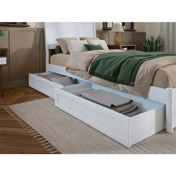 AFI Casanova Twin XL Platform Bed with Panel Footboard and Storage Drawers in White