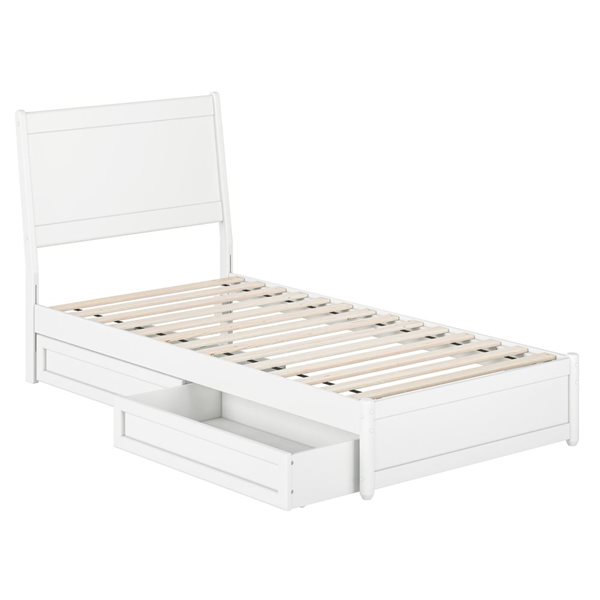 AFI Casanova Twin XL Platform Bed with Panel Footboard and Storage Drawers in White