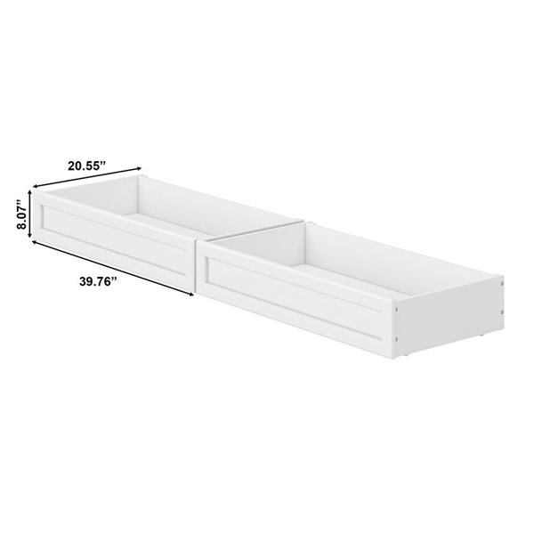 AFI Queen-King-Twin XL Mid-Century Modern Under Bed Storage Drawers in White