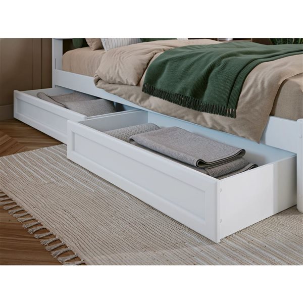 AFI Queen-King-Twin XL Mid-Century Modern Under Bed Storage Drawers in White