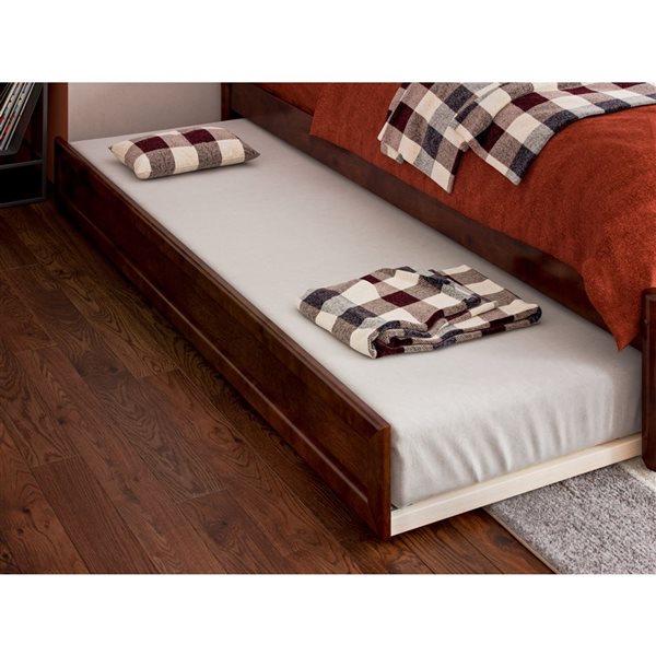 AFI Barcelona Full Panel Platform Bed with Twin Trundle in Walnut