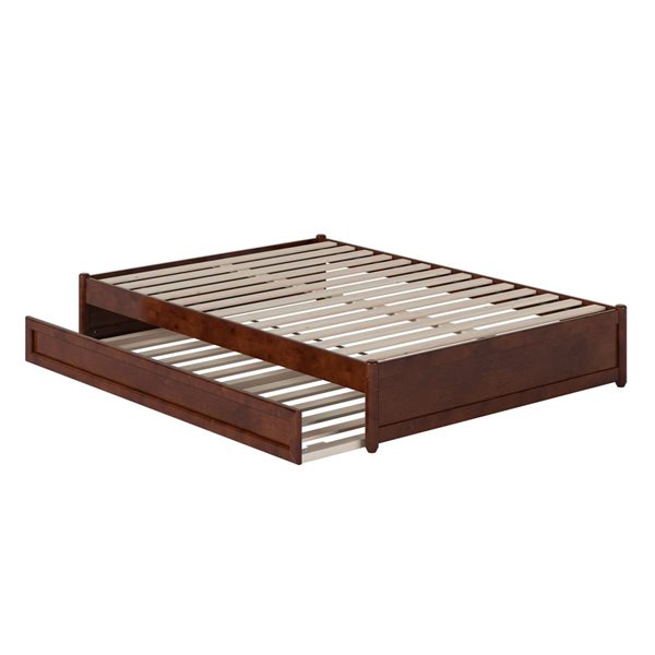 AFI Barcelona Full Panel Platform Bed with Twin Trundle in Walnut