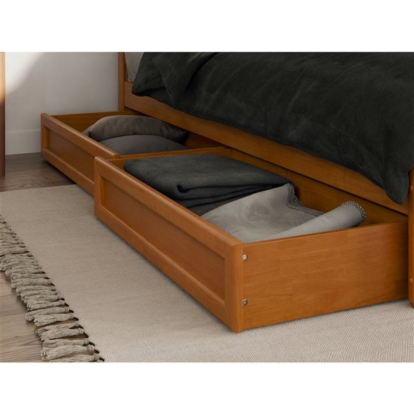 AFI Casanova Queen Platform Bed with Panel Footboard and Storage Drawers in Light Toffee